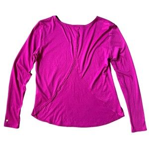 FABLETICS XS Millie Open Back Magenta Long Sleeve Tee Shirt Hot Pink Tulip Top